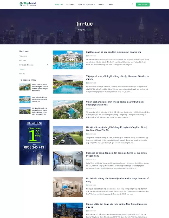 Template blogspot bất động sản Sky Land